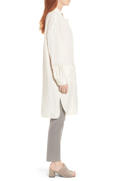 Shop Eileen Fisher Long Tencel & Linen Jacket In Bone