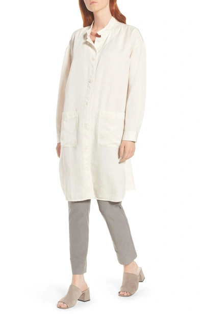 Shop Eileen Fisher Long Tencel & Linen Jacket In Bone