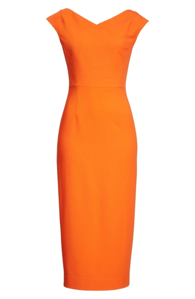 Shop Diane Von Furstenberg Midi Sheath Dress In Tangerine