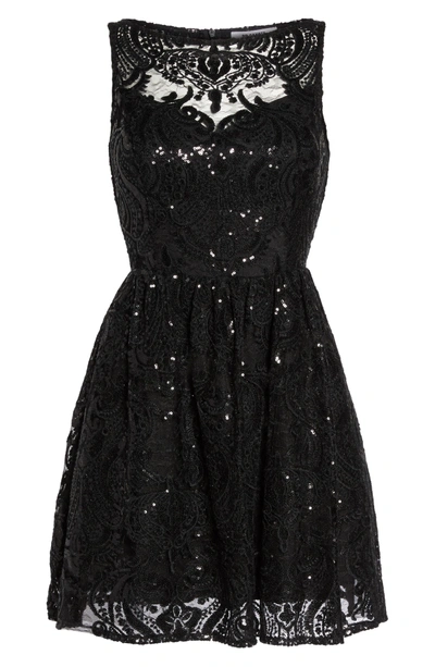 Shop Bb Dakota Tate Sequin Fit & Flare Dress In Black