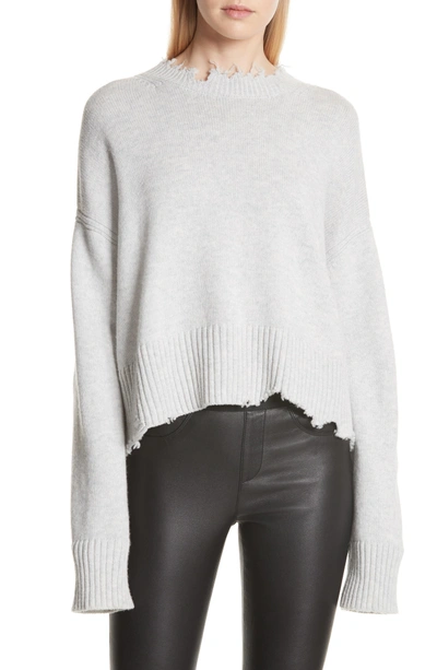 Shop Helmut Lang Distressed Wool & Cashmere Sweater In Snowstorm