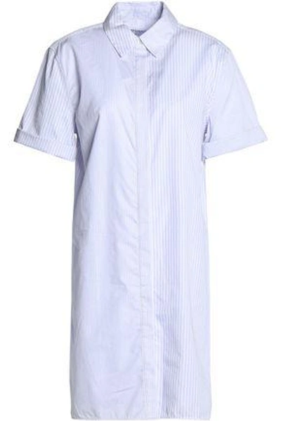 Shop Equipment Femme Equipment Woman Mirelle Striped Cotton-poplin Mini Shirt Dress White