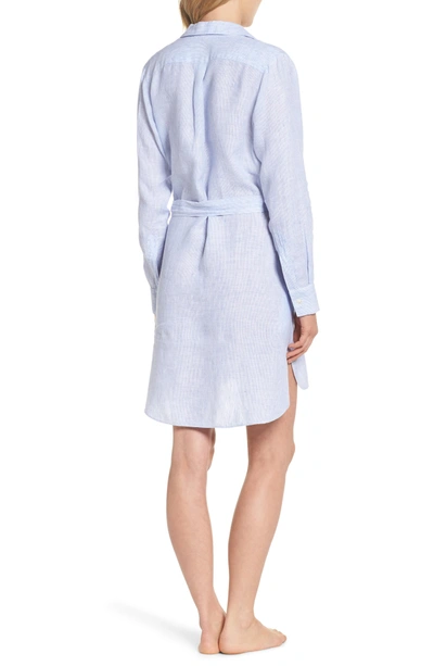 Shop Pour Les Femmes Linen Shirtdress In Light Blue Stripe