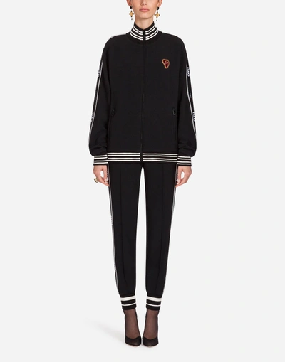 Shop Dolce & Gabbana Sweatshirt With Zipper In Cady In Black