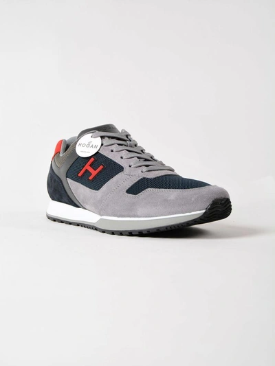 Shop Hogan H321 H Flock Sneakers In Blue-grey