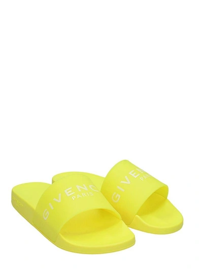 Shop Givenchy Slide Flat Sandal In Yellow Rubber-plastic Flats