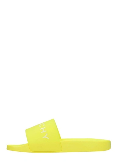 Shop Givenchy Slide Flat Sandal In Yellow Rubber-plastic Flats
