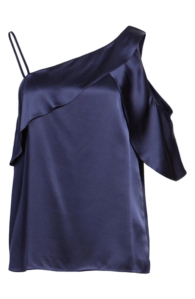 Shop Parker Connie Cold Shoulder Silk Top In Night