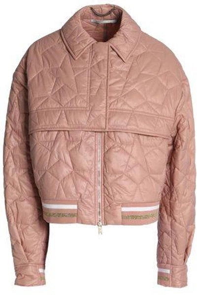 Shop Stella Mccartney Woman Metallic-trimmed Quilted Shell Jacket Antique Rose