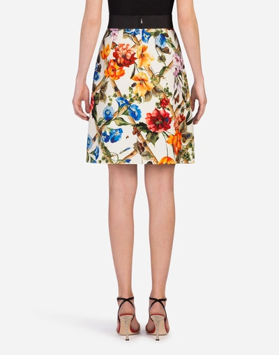 Shop Dolce & Gabbana Short Wool/silk Miniskirt With Print In Multicolor