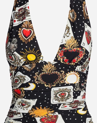 Shop Dolce & Gabbana Printed One-piece Swimsuit In Black