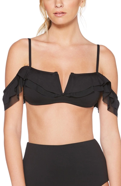 Shop Laundry By Shelli Segal Off The Shoulder Bikini Top In Black