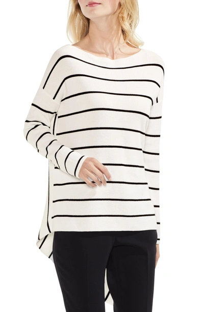 Shop Vince Camuto Asymmetrical Hem Stripe Sweater In Antique White