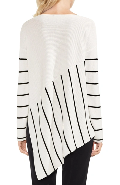 Shop Vince Camuto Asymmetrical Hem Stripe Sweater In Antique White