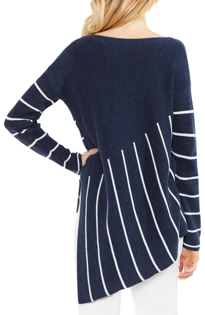 Shop Vince Camuto Asymmetrical Hem Stripe Sweater In Indigo Night Heather