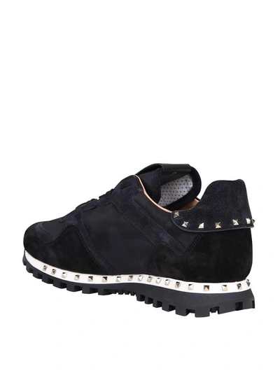 Shop Valentino Leather Studded Sneakers In Nero