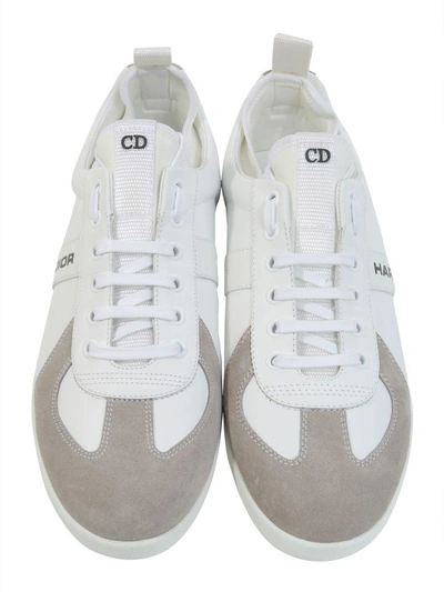 Shop Dior Leather Sneakers In Bianco