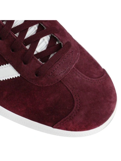 Shop Adidas Originals Sneakers  Gazelle Classic Mens Sneakers In Smooth And Suede Leather In Burgundy