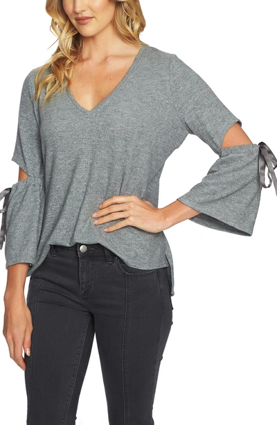 Shop 1.state Cozy Slit Sleeve Top In 001-pewter Hthr