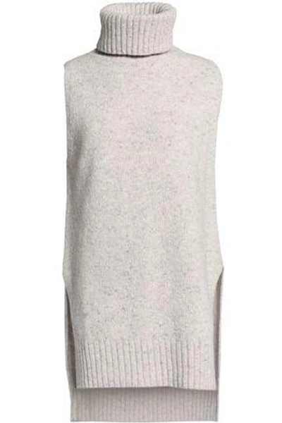 Shop Adam Lippes Woman Speckled Knitted Wool And Cashmere-blend Turtleneck Sweater Light Gray