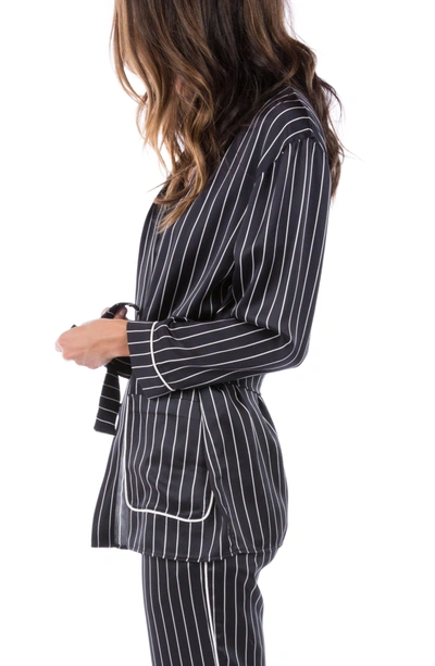 Shop Ragdoll Pinstripe Silk Pajama Top In Black