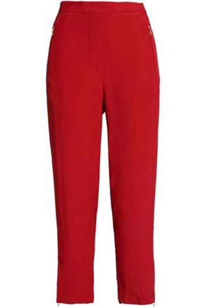 Shop Zimmermann Woman Cropped Crepe Slim-leg Pants Red