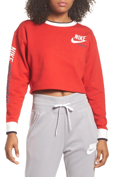 Nike Sportswear Reversible Fleece Cropped Sweatshirt In Red | ModeSens