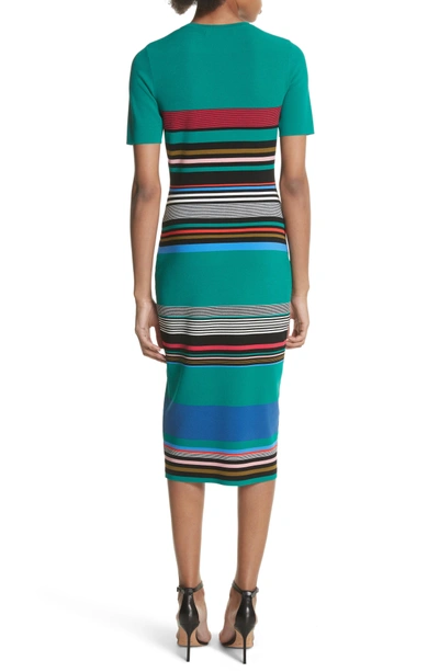 Shop Diane Von Furstenberg Stripe Short Sleeve Sweater Dress In Juniper Multi