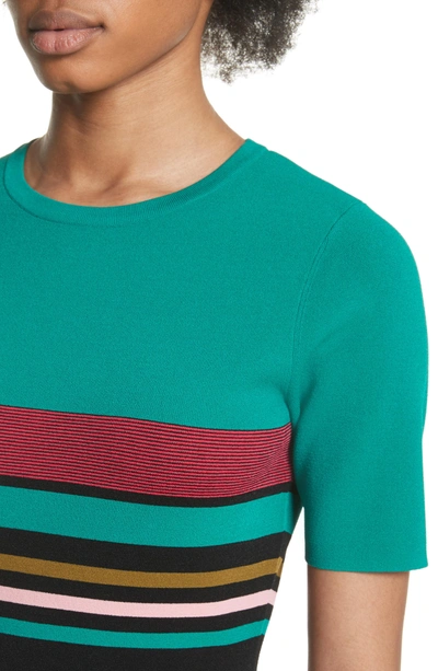 Shop Diane Von Furstenberg Stripe Short Sleeve Sweater Dress In Juniper Multi