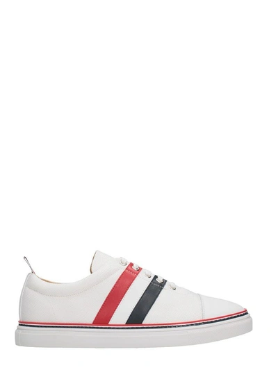 Shop Thom Browne White Cotton Sneakers