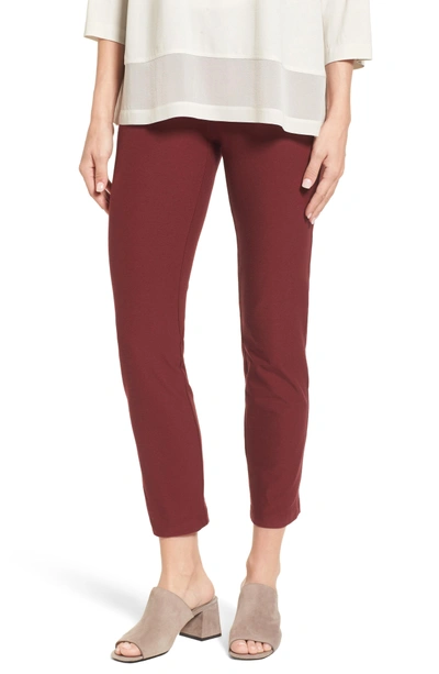 Shop Eileen Fisher Stretch Crepe Ankle Pants In Deep Claret