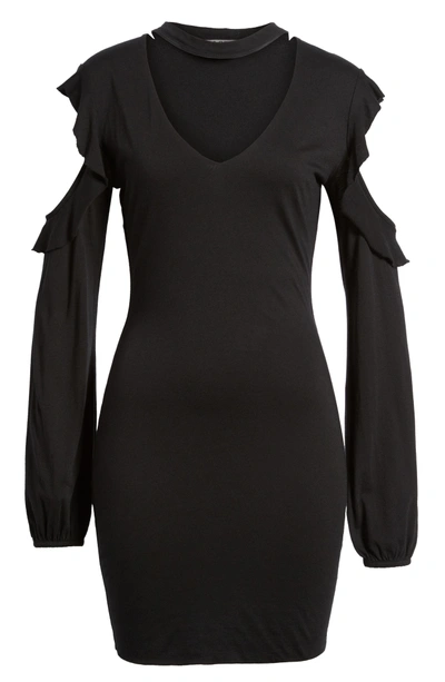 Shop Pam & Gela Cold Shoulder Sheath Dress In Black