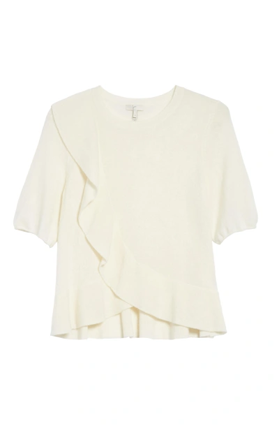 Shop Joie Jayni Asymmetrical Ruffle Cashmere Sweater In Porcelain