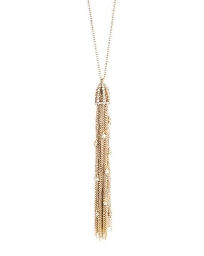 Shop Alexis Bittar Cascading Crystal Tassel Pendant Necklace, Golden