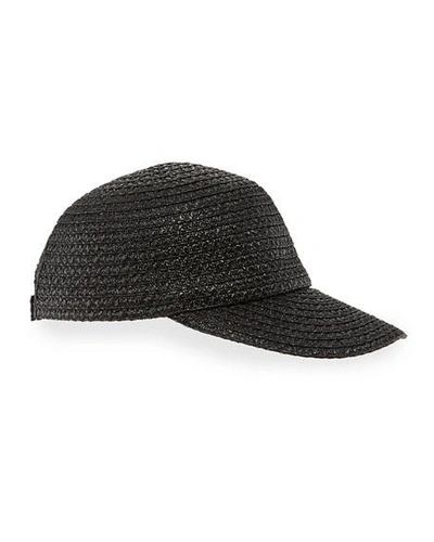 Shop Eric Javits Mondo Woven Squishee Cap In Black