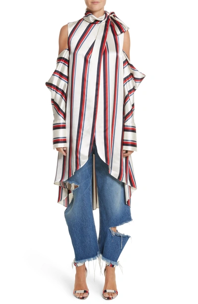 Shop Monse Stripe Off The Shoulder Blouse In Multi