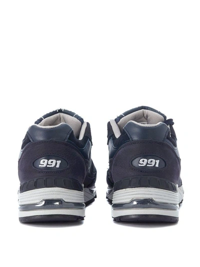 Shop New Balance Sneaker  991 Blue Leather And Suede