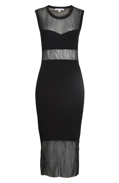 Shop Elizabeth And James Jasmine Sheer Panel Body-con Dress In Black/ Black