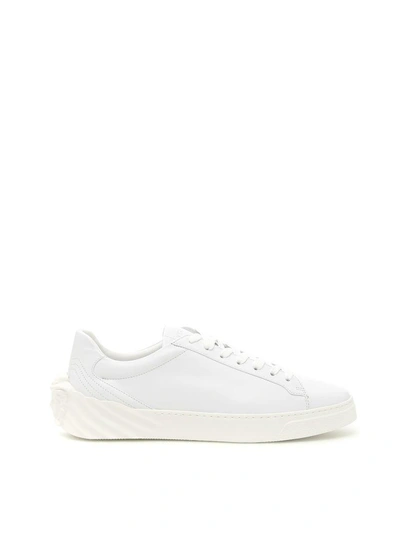 Shop Versace Calfskin Sneakers In Biancobianco