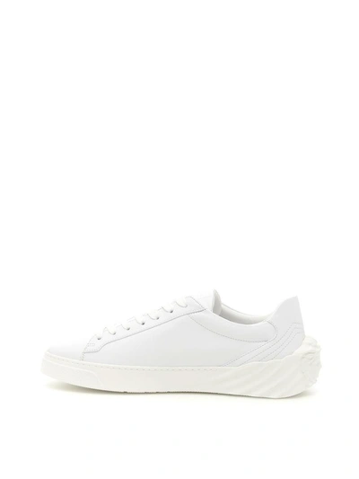 Shop Versace Calfskin Sneakers In Biancobianco