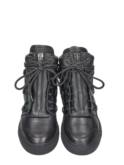 Shop Helmut Lang High Top Black Leather Sneakers