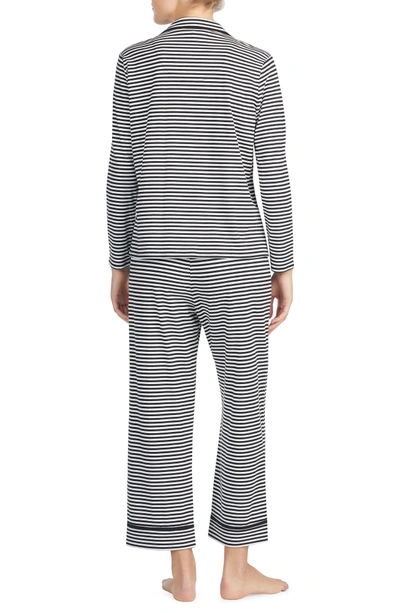 Shop Kate Spade Stripe Crop Jersey Pajamas In Black/ White Spring Stripe