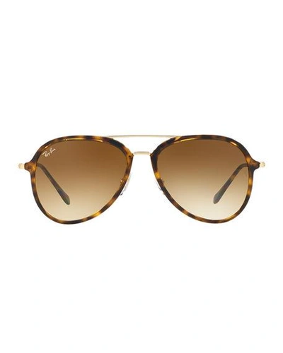 Shop Ray Ban Gradient Aviator Metal Sunglasses In Brown Pattern