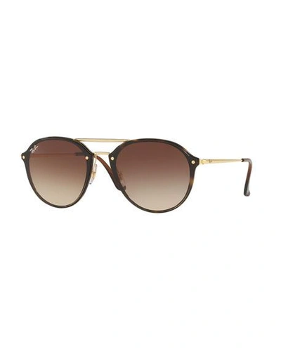 Shop Ray Ban Round Gradient Mirrored Sunglasses In Light Brown