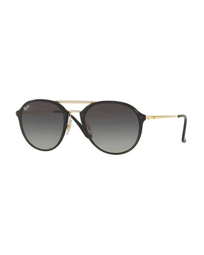 Shop Ray Ban Round Gradient Mirrored Sunglasses In Black
