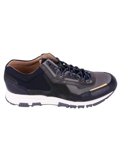 Shop Lanvin Calf Sneakers In Dark Grey - Dark Blue