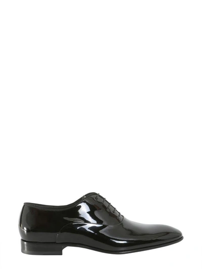 Shop Hugo Boss Patent Leather Oxford Shoes In Nero