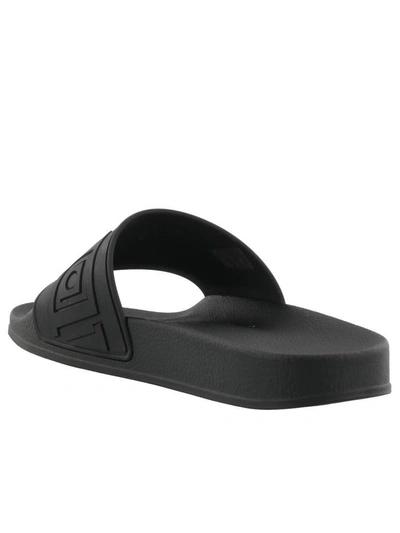 Shop Versace Pool Sandals In Black