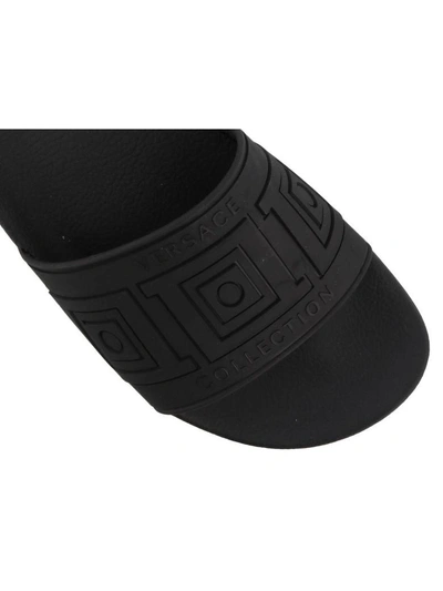 Shop Versace Pool Sandals In Black
