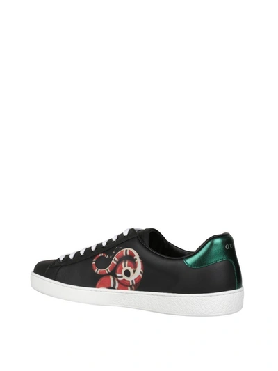 Shop Gucci Ace Kingsnake Leather Sneakers In Nero